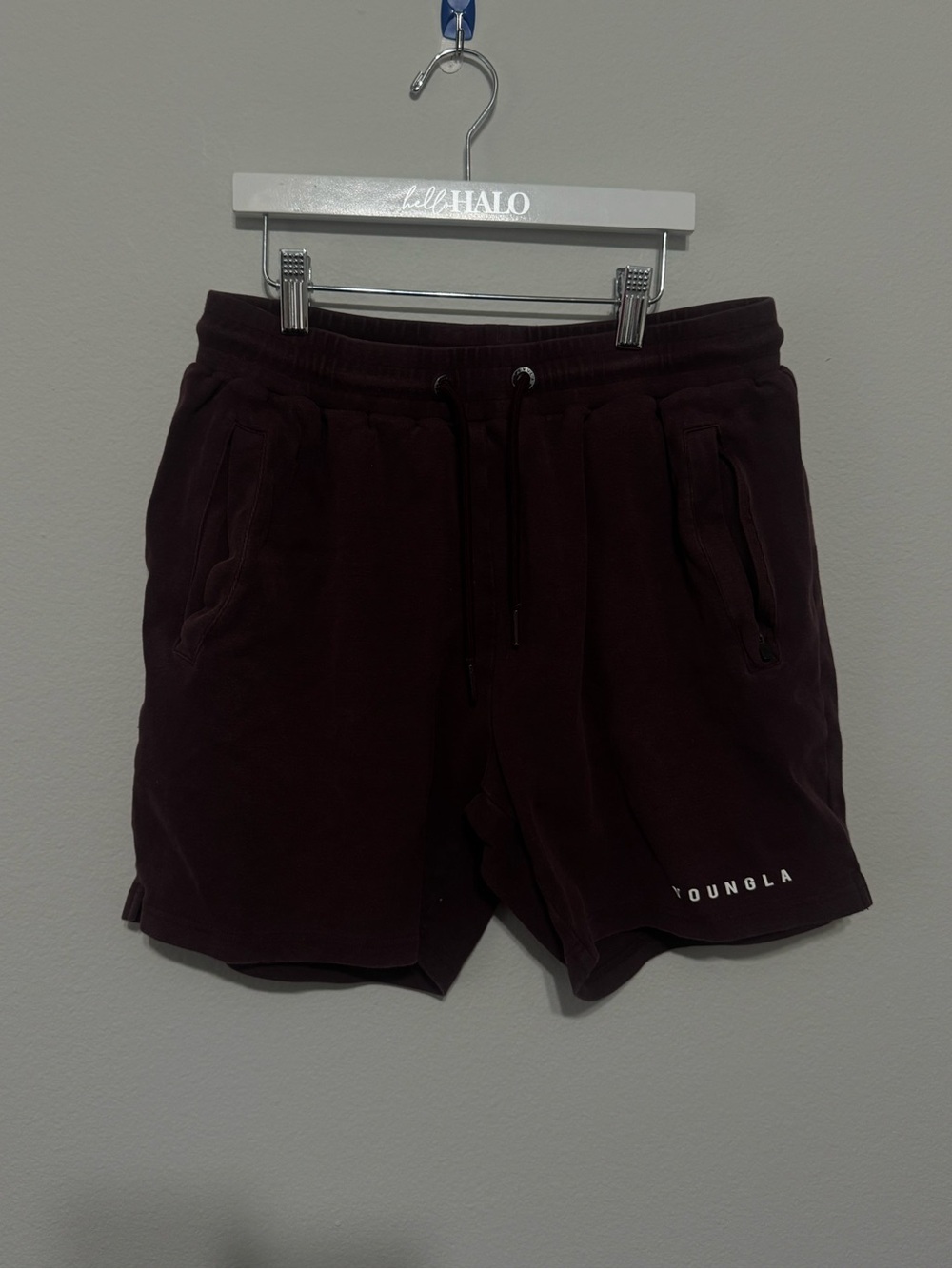 YoungLA Men's Maroon Athletic Drawstring Shorts
